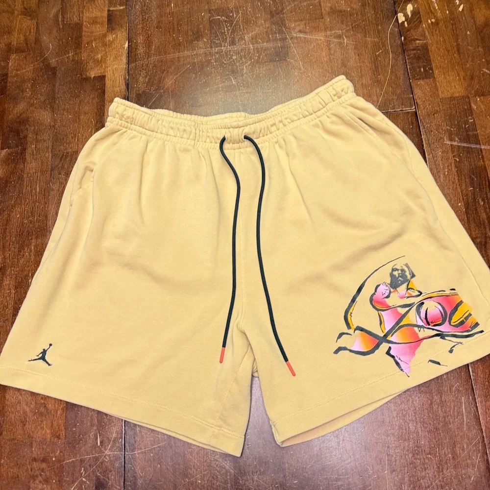 Jordan Flight Artist Series‎ Shorts Mens XL Tan DX9714 Jumpman French Terry